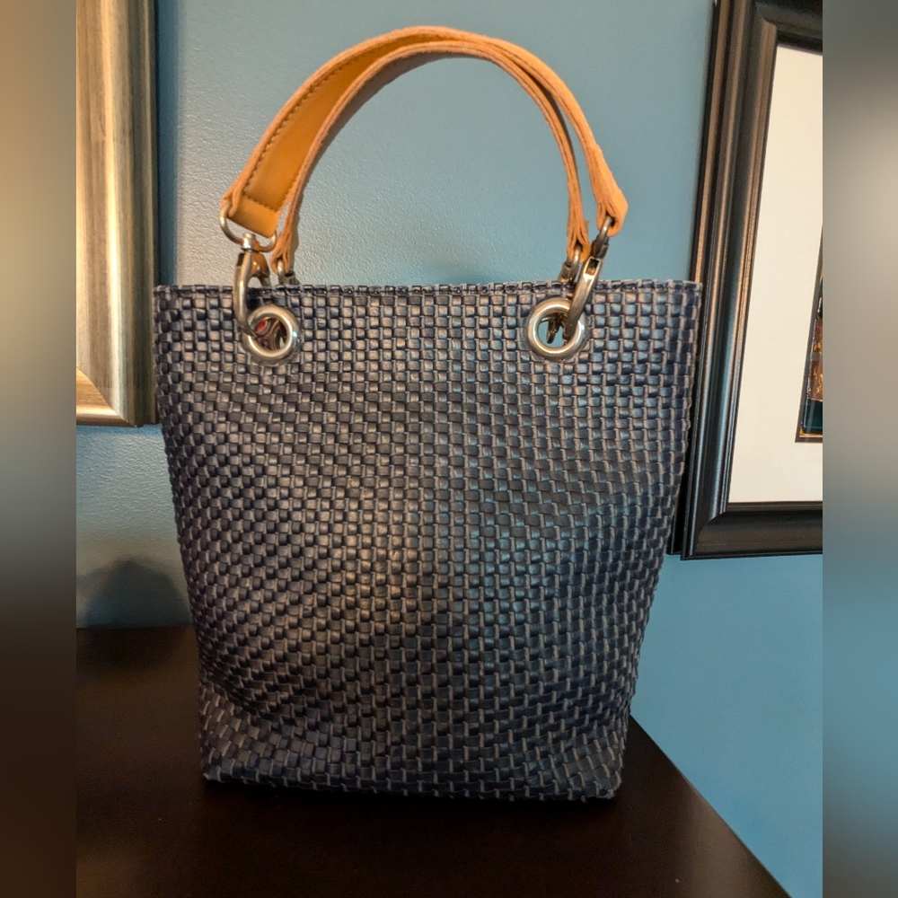 Maurizio Taiuti woven bag, made in Italy, navy